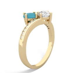 Turquoise Channel Set Two Stone 14K Yellow Gold ring R5303