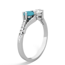 Turquoise Infinity Pave Two Stone 14K White Gold ring R5285