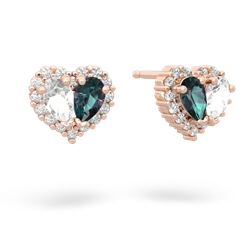 White Topaz Halo 14K Rose Gold earrings E7008