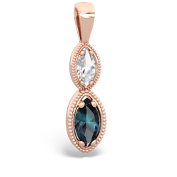 White Topaz Antique-Style Halo 14K Rose Gold pendant P5700