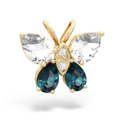 White Topaz Butterfly 14K Yellow Gold pendant P2215