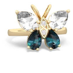 White Topaz Butterfly 14K Yellow Gold ring R2215