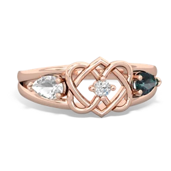 White Topaz Hearts Intertwined 14K Rose Gold ring R5880