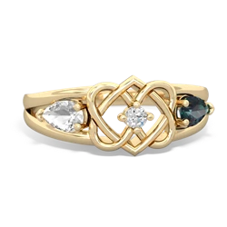 White Topaz Hearts Intertwined 14K Yellow Gold ring R5880