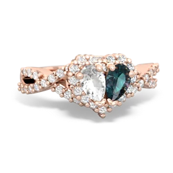 White Topaz Diamond Twist 'One Heart' 14K Rose Gold ring R2640HRT