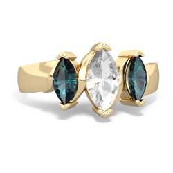 White Topaz Three Peeks 14K Yellow Gold ring R2433