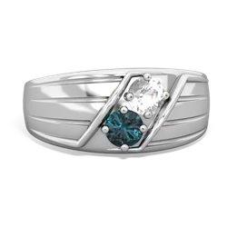 White Topaz Men's Streamline 14K White Gold ring R0460