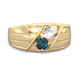 White Topaz Men's Streamline 14K Yellow Gold ring R0460