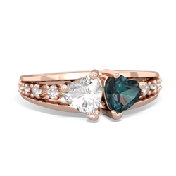 White Topaz Heart To Heart 14K Rose Gold ring R3342