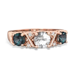 White Topaz Hugs And Kisses 14K Rose Gold ring R5016