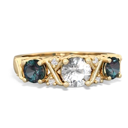 White Topaz Hugs And Kisses 14K Yellow Gold ring R5016