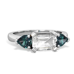 White Topaz Three Stone 14K White Gold ring R5235