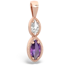 White Topaz Antique-Style Halo 14K Rose Gold pendant P5700