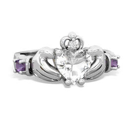 White Topaz Claddagh Keepsake 14K White Gold ring R5245