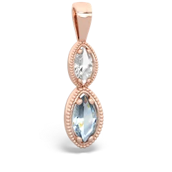 White Topaz Antique-Style Halo 14K Rose Gold pendant P5700