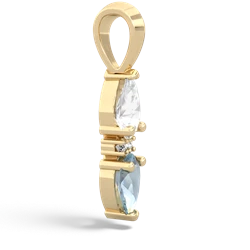 White Topaz Bowtie Drop 14K Yellow Gold pendant P0865