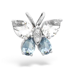 White Topaz Butterfly 14K White Gold pendant P2215