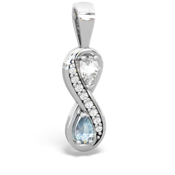 White Topaz Diamond Infinity 14K White Gold pendant P5390