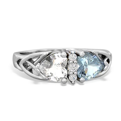 White Topaz Celtic Knot Double Heart 14K White Gold ring R5040