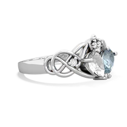 White Topaz 'One Heart' Celtic Knot Claddagh 14K White Gold ring R5322