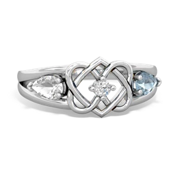 White Topaz Hearts Intertwined 14K White Gold ring R5880