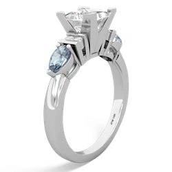 White Topaz 6Mm Princess Eternal Embrace Engagement 14K White Gold ring C2002