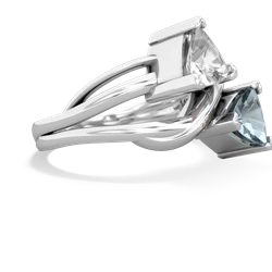 White Topaz Split Band Swirl 14K White Gold ring R2341