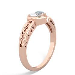 White Topaz Filligree 'One Heart' 14K Rose Gold ring R5070