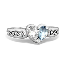 White Topaz Filligree 'One Heart' 14K White Gold ring R5070