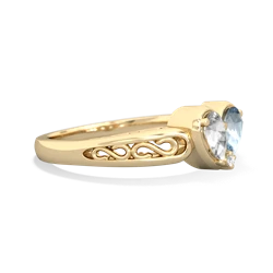 White Topaz Filligree 'One Heart' 14K Yellow Gold ring R5070