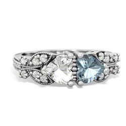 White Topaz Diamond Butterflies 14K White Gold ring R5601