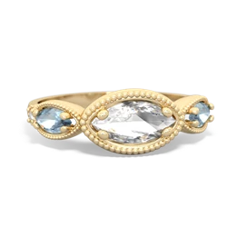 White Topaz Milgrain Marquise 14K Yellow Gold ring R5700