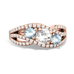 White Topaz Three Stone Aurora 14K Rose Gold ring R3080