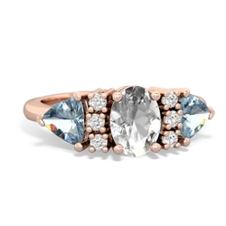 White Topaz Antique Style Three Stone 14K Rose Gold ring R2186