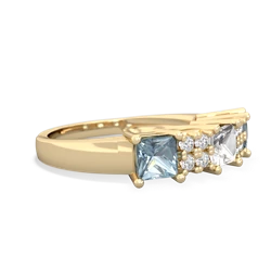 White Topaz Three Stone Diamond Cluster 14K Yellow Gold ring R2592