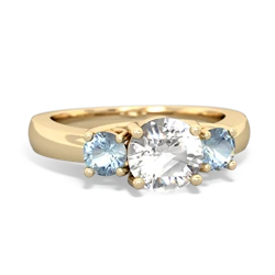 White Topaz Three Stone Round Trellis 14K Yellow Gold ring R4018