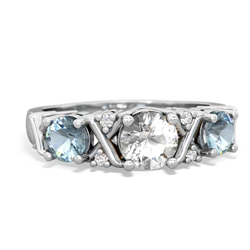 White Topaz Hugs And Kisses 14K White Gold ring R5016