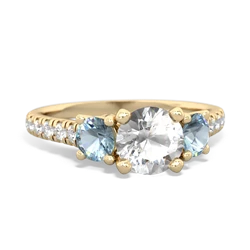 White Topaz Pave Trellis 14K Yellow Gold ring R5500