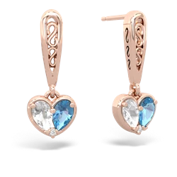 White Topaz Filligree Heart 14K Rose Gold earrings E5070