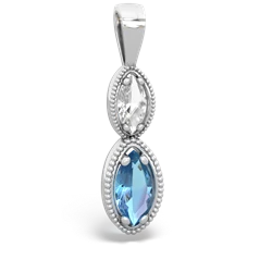 White Topaz Antique-Style Halo 14K White Gold pendant P5700