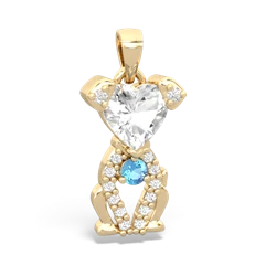 White Topaz Puppy Love 14K Yellow Gold pendant P5800