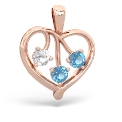 White Topaz Glowing Heart 14K Rose Gold pendant P2233