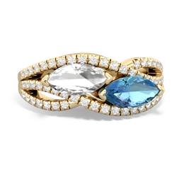 White Topaz Diamond Rivers 14K Yellow Gold ring R3070