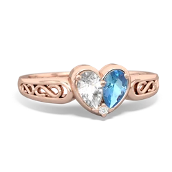 White Topaz Filligree 'One Heart' 14K Rose Gold ring R5070