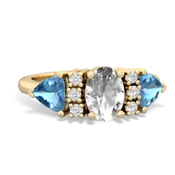 White Topaz Antique Style Three Stone 14K Yellow Gold ring R2186