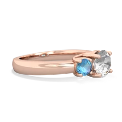 White Topaz Three Stone Round Trellis 14K Rose Gold ring R4018