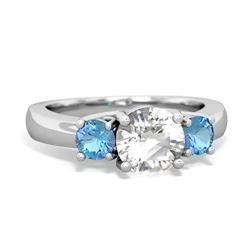 White Topaz Three Stone Round Trellis 14K White Gold ring R4018