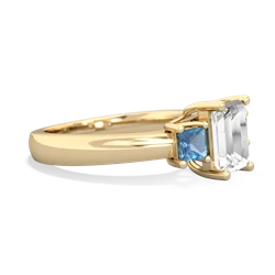 White Topaz Three Stone Emerald-Cut Trellis 14K Yellow Gold ring R4021