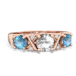 White Topaz Hugs And Kisses 14K Rose Gold ring R5016