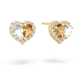 White Topaz Halo 14K Yellow Gold earrings E7008